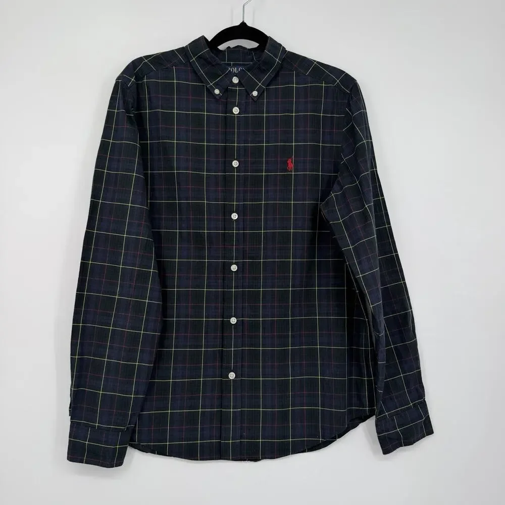 Polo Ralph Lauren Boys XL 16-30 Oxford Shirt Plaid Button Down Shirt Long Sleeve